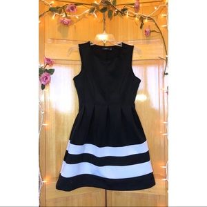 black and white striped dress